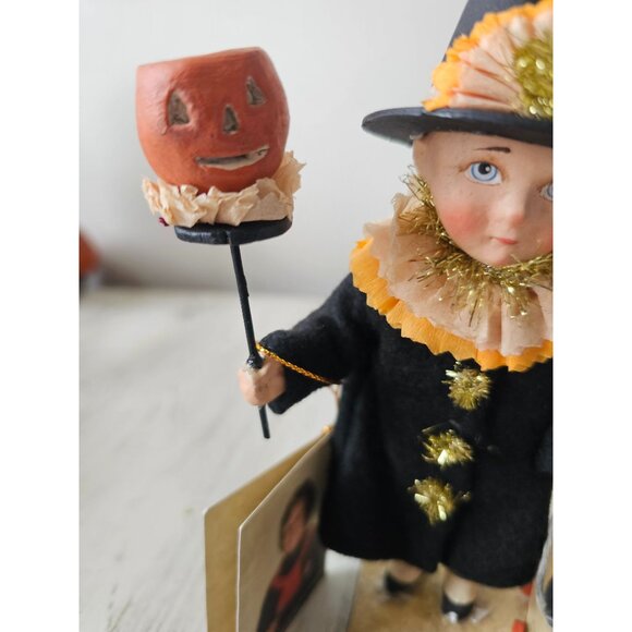 Bethany lowe Vicki smyers boy witch RARE pumpkin cat statue figurine - Picture 2 of 9